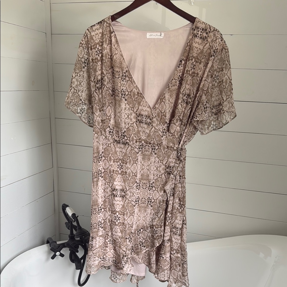 All in Favor Elegant Cream Wrap Dress